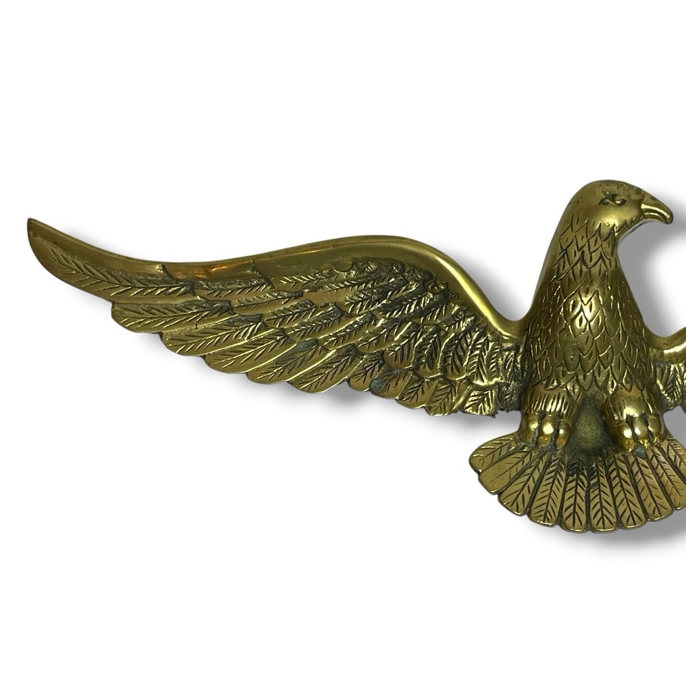 American Bald Eagle with Spread Wings Cast Iron Brass Wall Plaque 18" Patriotic - Picture 8 of 11
